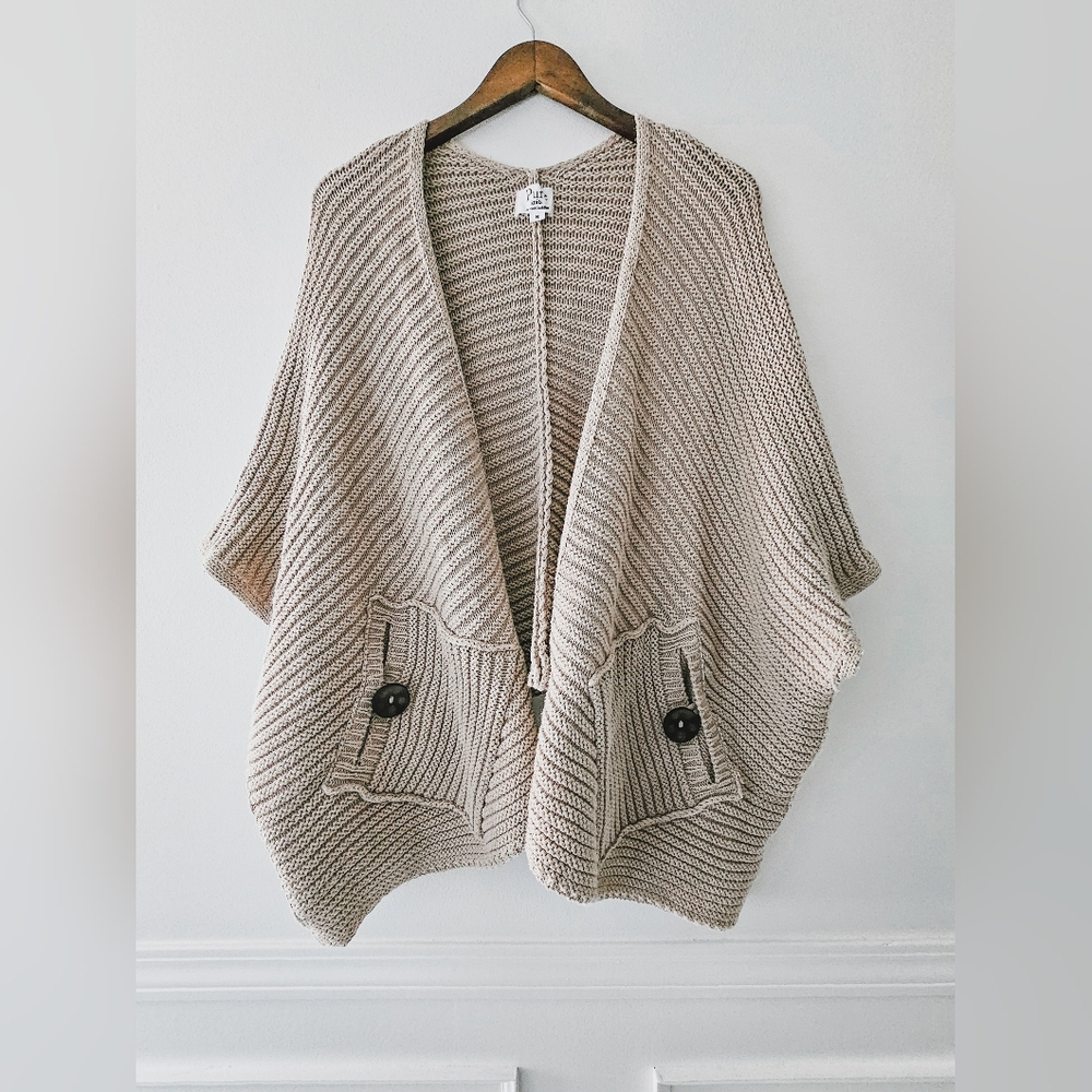 Pure Knits By Neon Buddha Painter Cardigan In Oatmeal